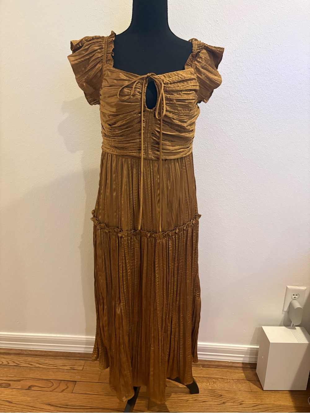Etro Golden Caramel Ruched Midi Dress